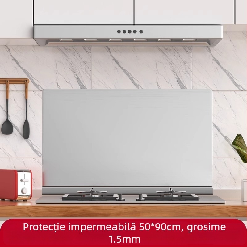 Protecție anti-stropire de ulei din oțel inoxidabil, plăcuță de perete pentru bucătărie, rezistentă la foc și la temperaturi înalte, ușor de curățat.