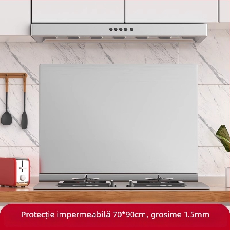 Protecție anti-stropire de ulei din oțel inoxidabil, plăcuță de perete pentru bucătărie, rezistentă la foc și la temperaturi înalte, ușor de curățat.