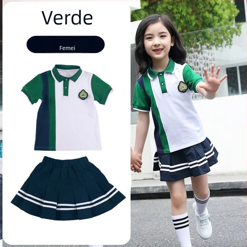 Set școlar pentru copii, trei piese, în stil britanic academic — jachetă de baseball, top și pantaloni pentru primăvară și toamnă