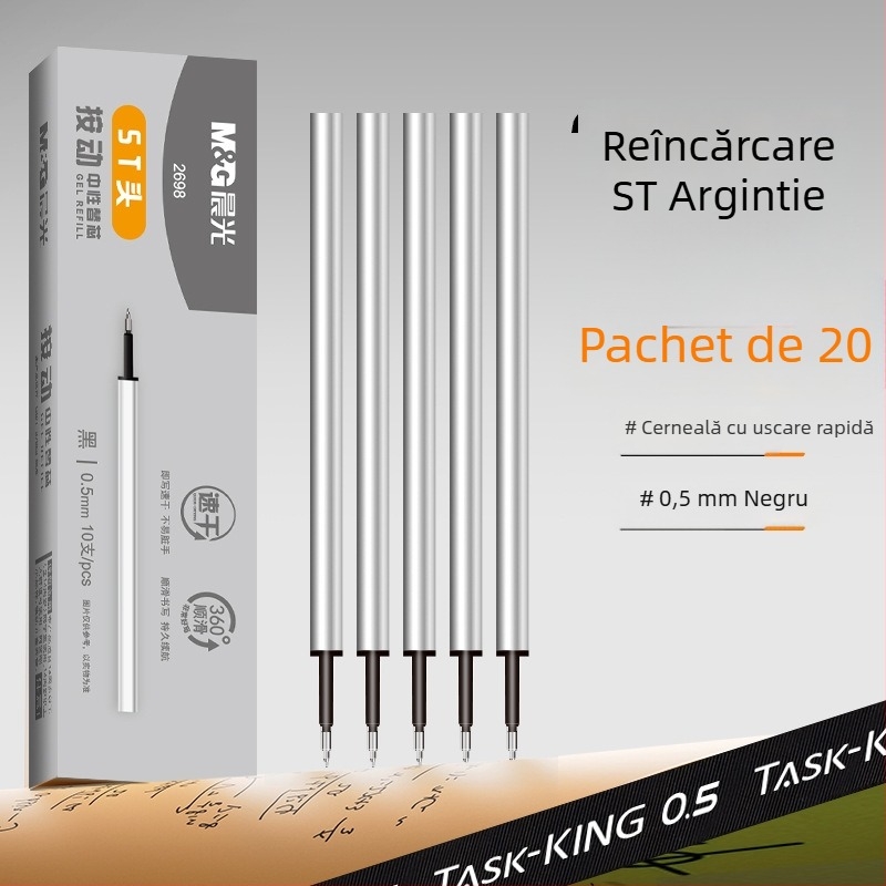 Morning Mg Light stilou gel retractabil, vârf fin, uscare rapidă, scriere lină pentru exerciții