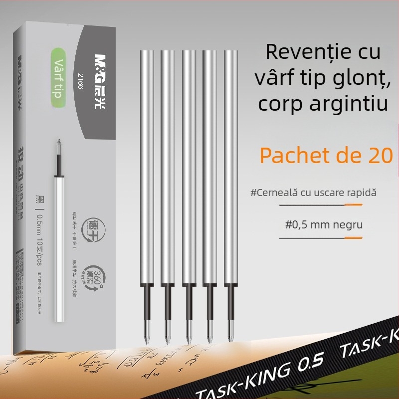 Morning Mg Light stilou gel retractabil, vârf fin, uscare rapidă, scriere lină pentru exerciții
