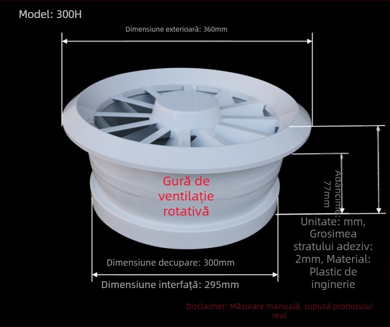 Gură de aer swirl din ABS pentru aer condiționat, circulară, anti-condensație