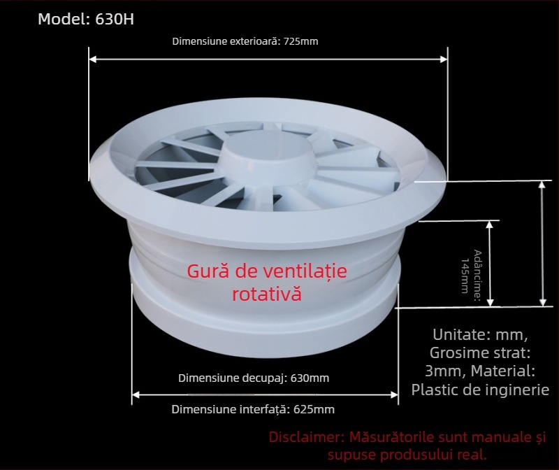 Gură de aer swirl din ABS pentru aer condiționat, circulară, anti-condensație