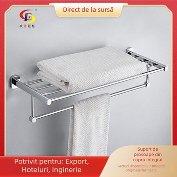 Set de accesorii pentru baie din cupru: suport pentru prosoape și raft de depozitare