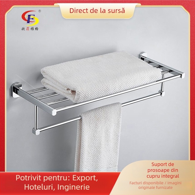 Set de accesorii pentru baie din cupru: suport pentru prosoape și raft de depozitare