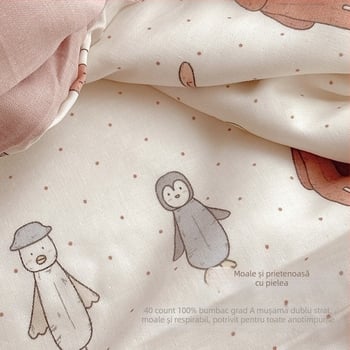 Husă de pilotă pentru copii, 100% bumbac, tip A, 120×150 cm, dublu strat tifon, nou-născut
