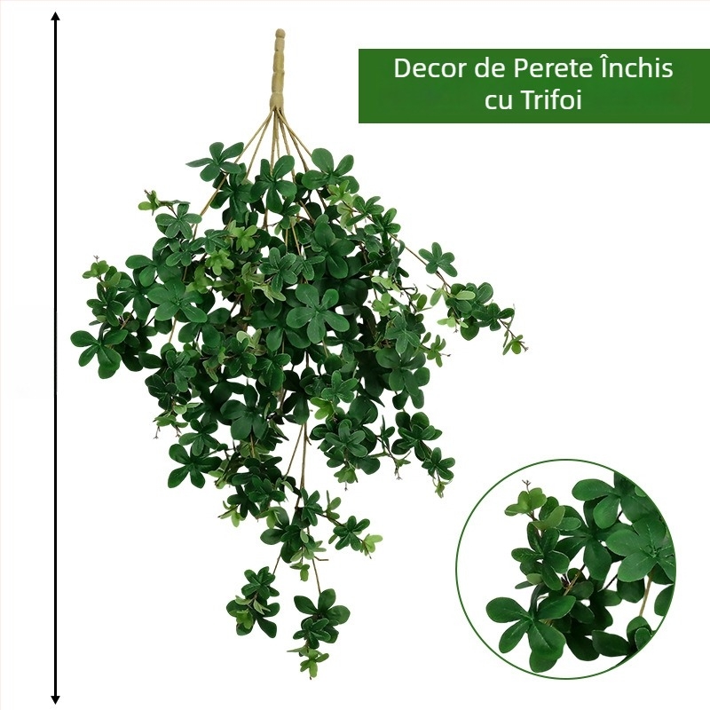 Liană artificială de catarare pentru decor, cu frunze și lăstari plastici, verzi, pentru conducte de aer condiționat și țevi de apă