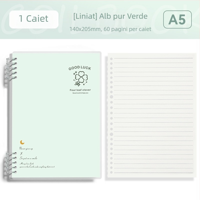 Caiet cu foi detașabile format B5, simplu și elegant pentru studenți și liceeni