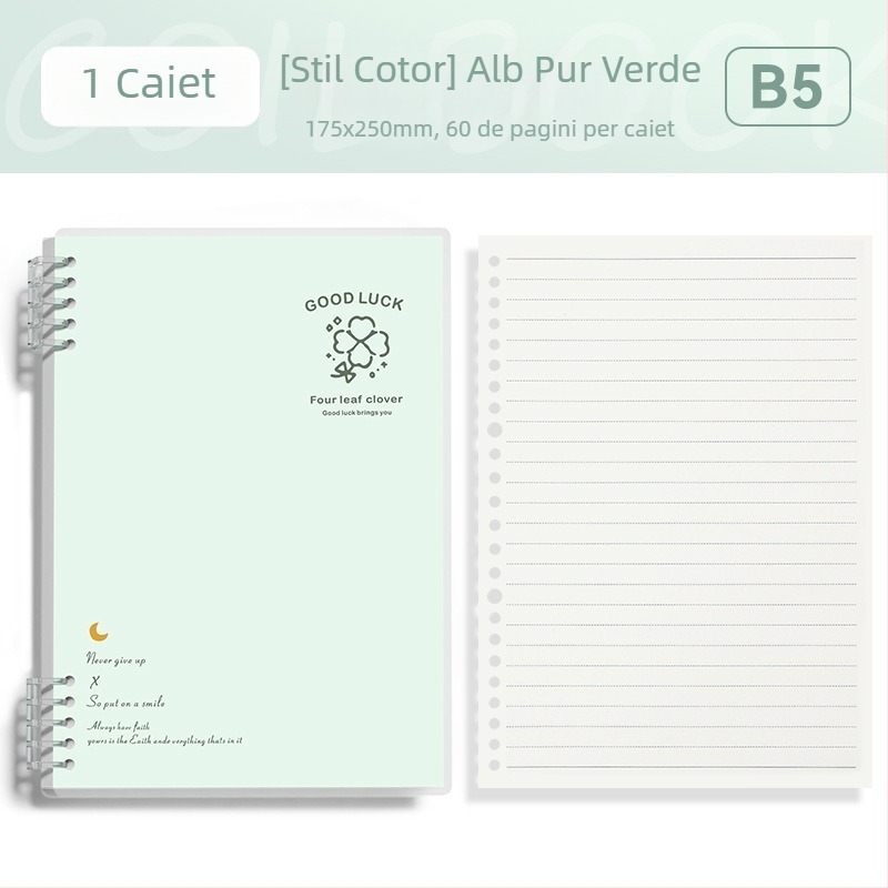 Caiet cu foi detașabile format B5, simplu și elegant pentru studenți și liceeni