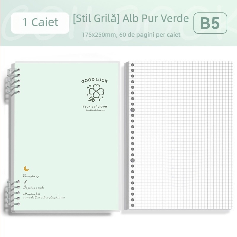 Caiet cu foi detașabile format B5, simplu și elegant pentru studenți și liceeni