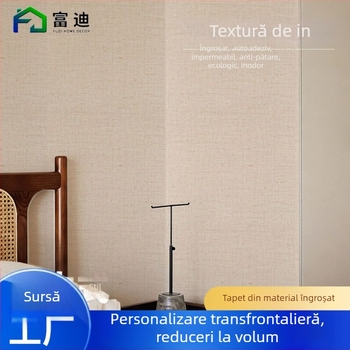 Tapet retro în stil chinezesc, textură densă de in, autocolant pentru pereți, pentru dormitoare, camere de cămin și sufragerie