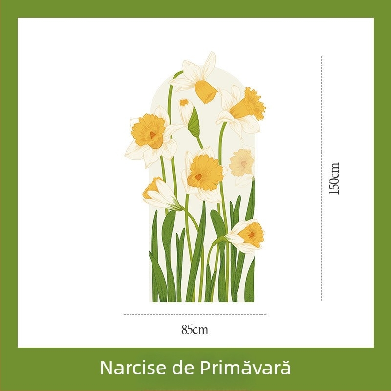 Autocolante de perete cu flori – serie de autocolante decorative, autocolante autoadezive cu forme speciale pentru dormitor și sufragerie