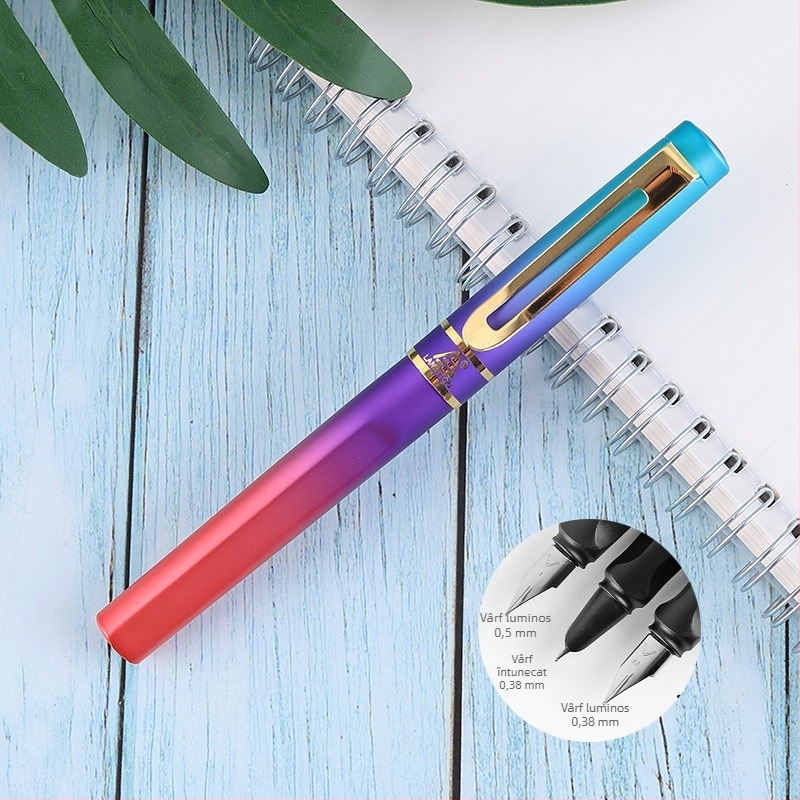 Penă metalică 8037 pentru elevii clasei a treia, practică de caligrafie, vârf EF 0,38 mm