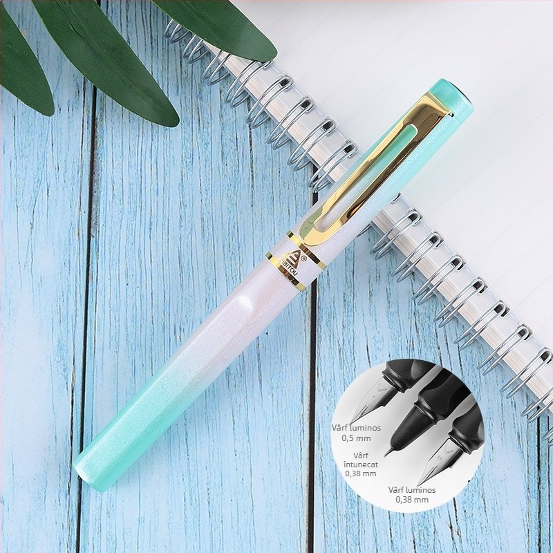 Penă metalică 8037 pentru elevii clasei a treia, practică de caligrafie, vârf EF 0,38 mm