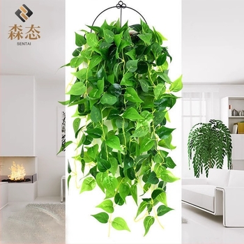 Plantă artificială cu frunze verzi, decor pentru perete, viță din plastic pentru interior