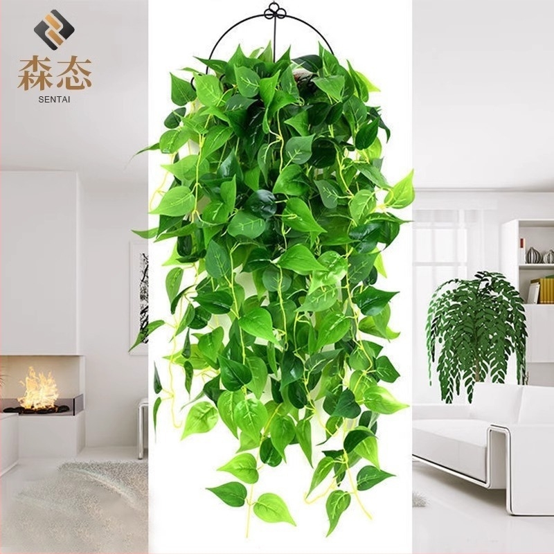 Plantă artificială cu frunze verzi, decor pentru perete, viță din plastic pentru interior