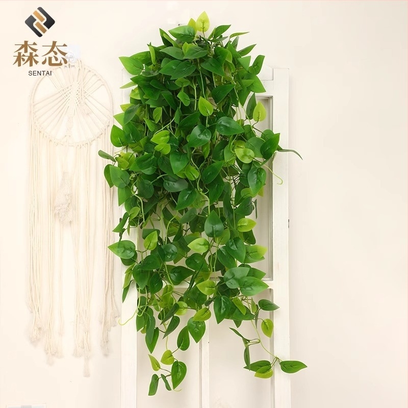 Plantă artificială cu frunze verzi, decor pentru perete, viță din plastic pentru interior