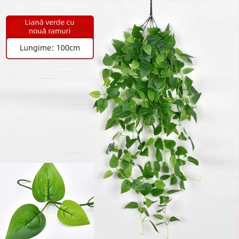 Plantă artificială cu frunze verzi, decor pentru perete, viță din plastic pentru interior
