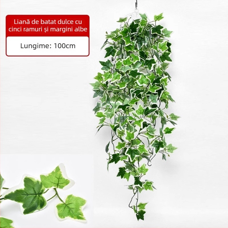 Plantă artificială cu frunze verzi, decor pentru perete, viță din plastic pentru interior