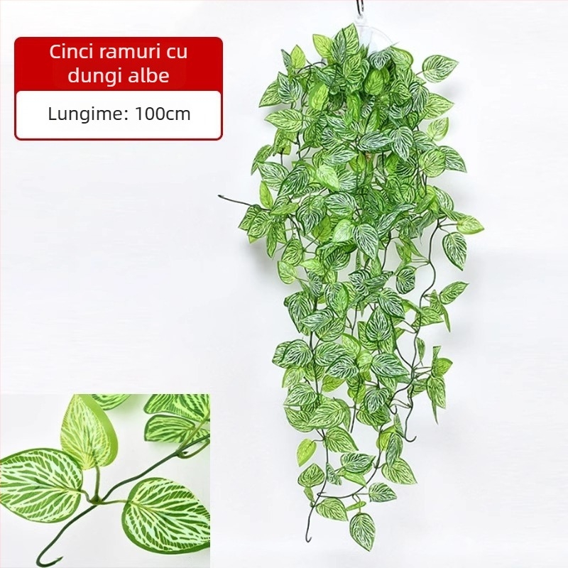 Plantă artificială cu frunze verzi, decor pentru perete, viță din plastic pentru interior