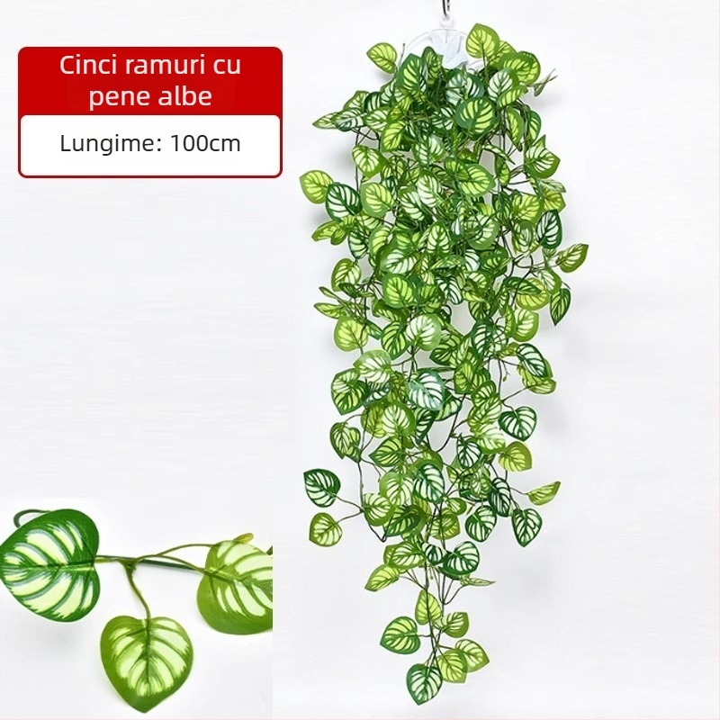 Plantă artificială cu frunze verzi, decor pentru perete, viță din plastic pentru interior