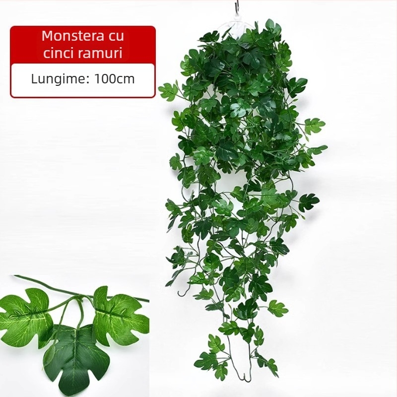 Plantă artificială cu frunze verzi, decor pentru perete, viță din plastic pentru interior