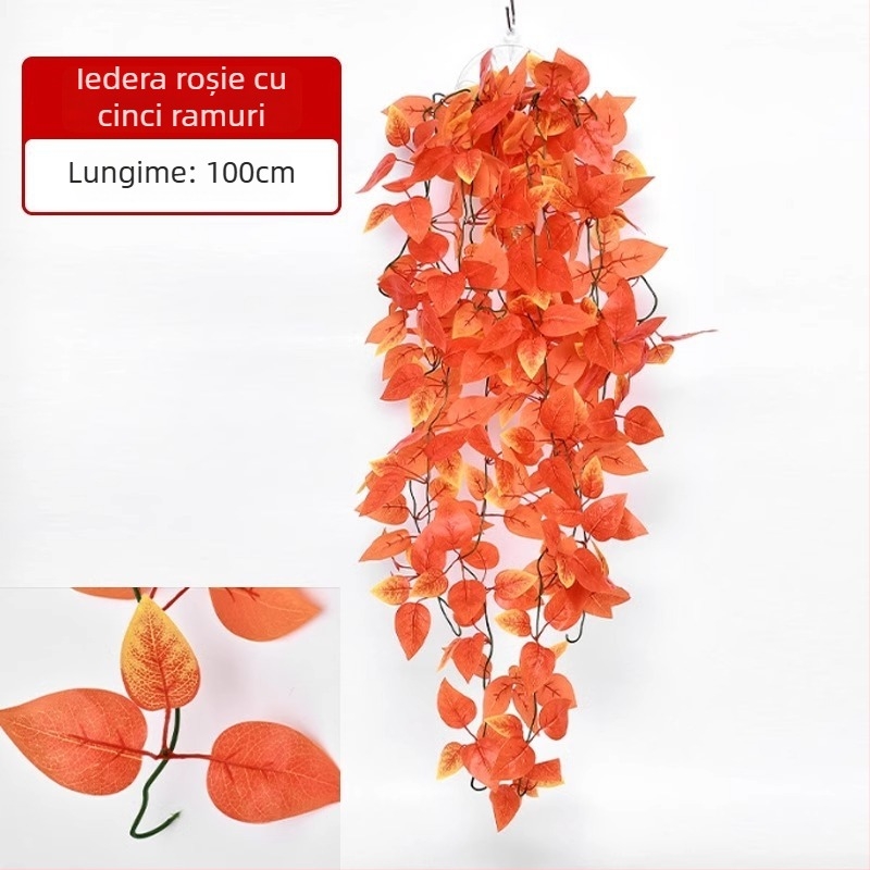 Plantă artificială cu frunze verzi, decor pentru perete, viță din plastic pentru interior
