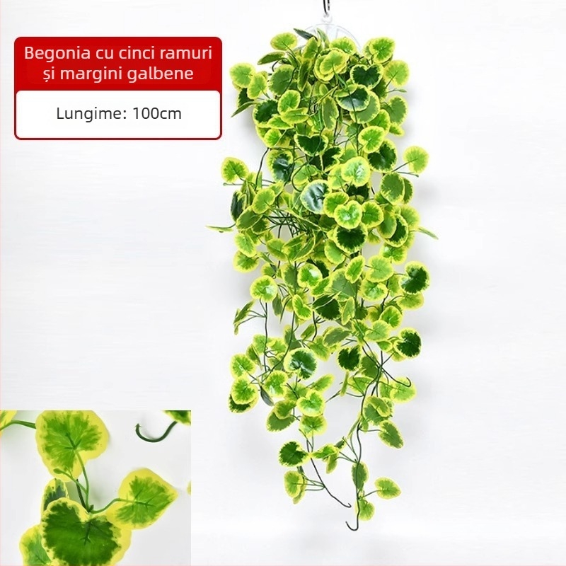 Plantă artificială cu frunze verzi, decor pentru perete, viță din plastic pentru interior