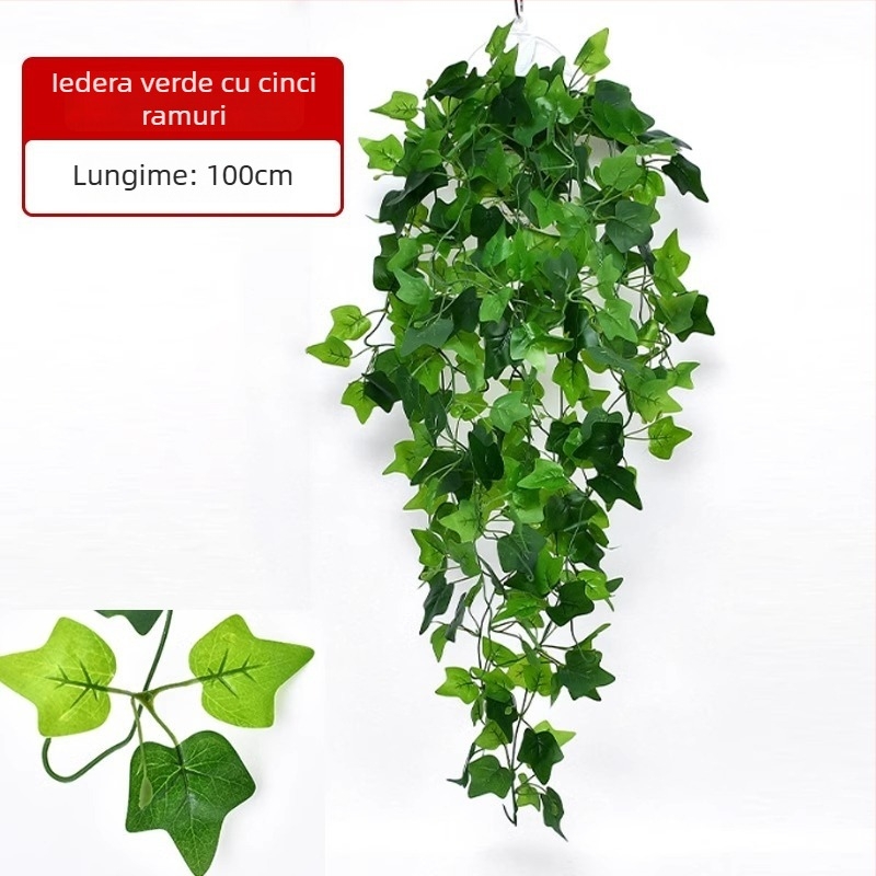 Plantă artificială cu frunze verzi, decor pentru perete, viță din plastic pentru interior