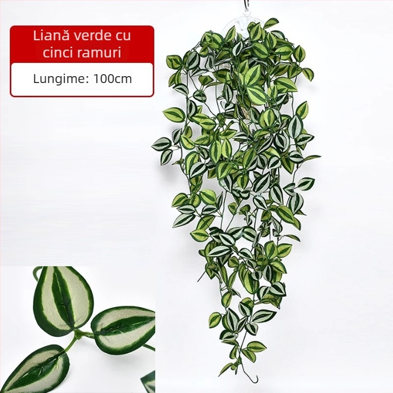 Plantă artificială cu frunze verzi, decor pentru perete, viță din plastic pentru interior