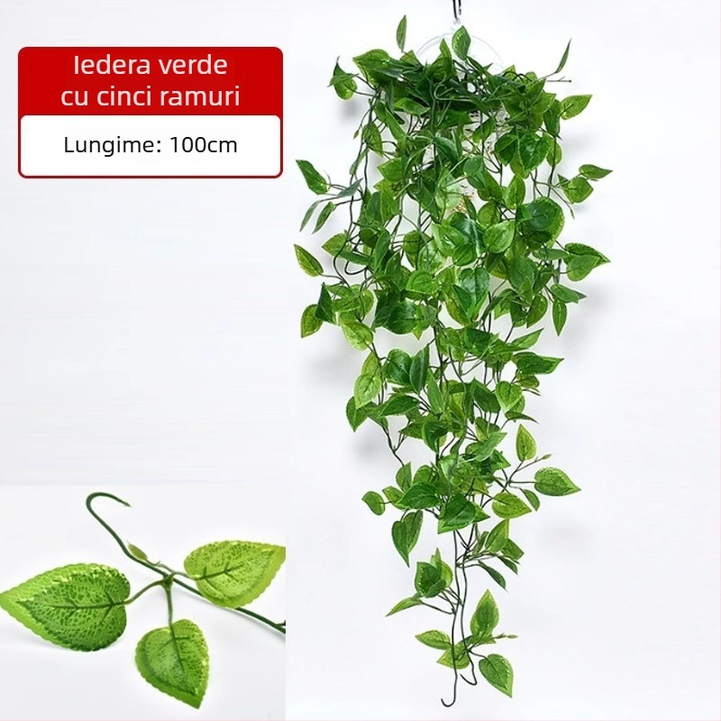 Plantă artificială cu frunze verzi, decor pentru perete, viță din plastic pentru interior