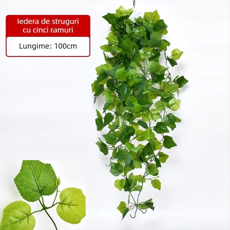 Plantă artificială cu frunze verzi, decor pentru perete, viță din plastic pentru interior