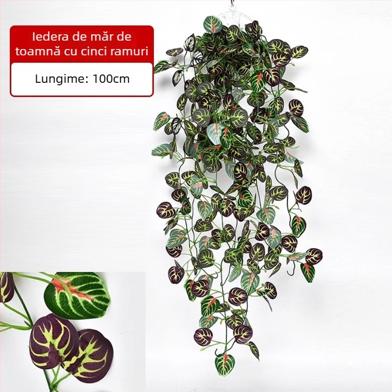 Plantă artificială cu frunze verzi, decor pentru perete, viță din plastic pentru interior