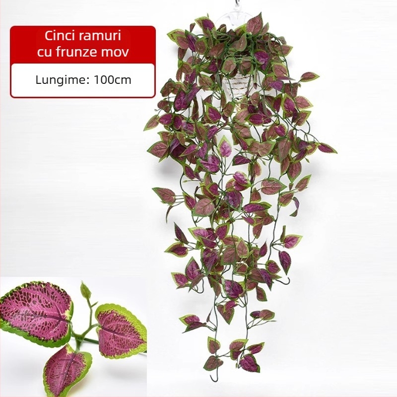 Plantă artificială cu frunze verzi, decor pentru perete, viță din plastic pentru interior
