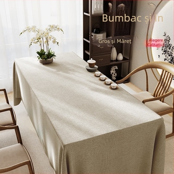 Față de masă în stil chinezesc din bumbac-lin, pentru masă de ceai, cu motiv de caligrafie Zen, elegantă, de înaltă calitate