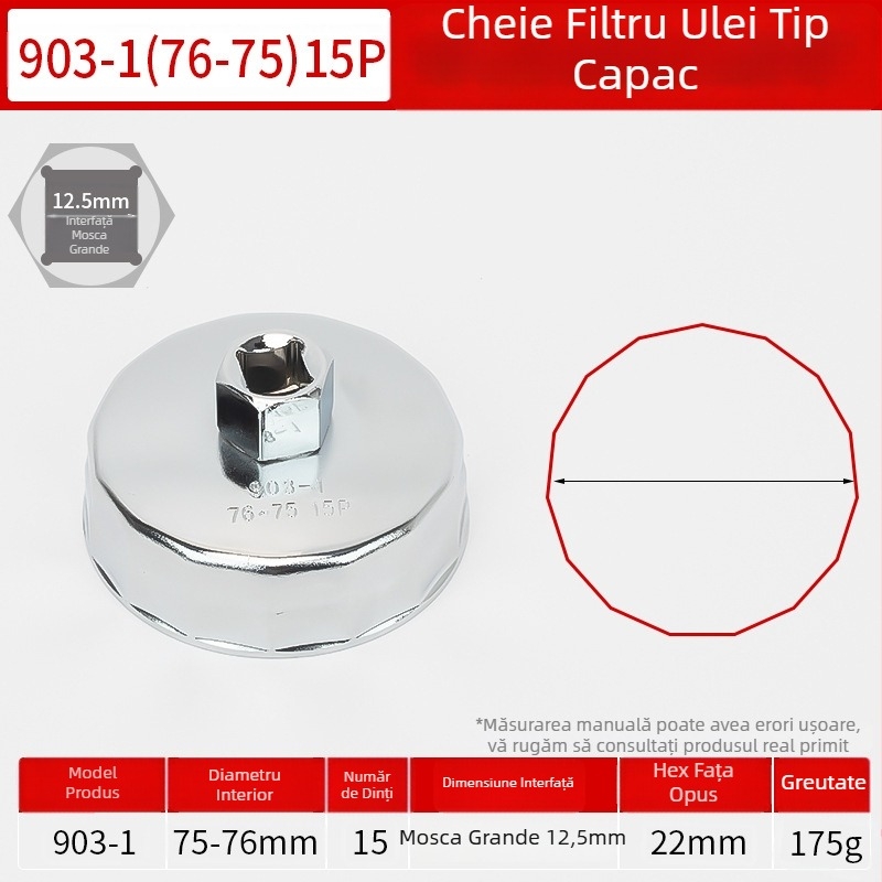 Cheie cap pentru filtru de ulei, unealtă de demontare și montaj, set de accesorii