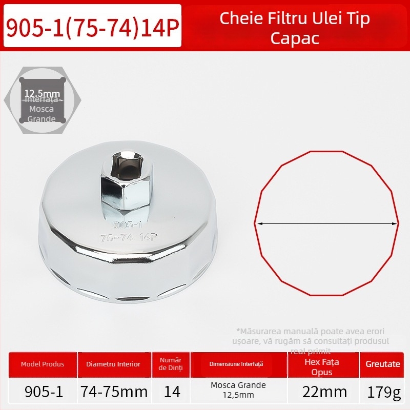 Cheie cap pentru filtru de ulei, unealtă de demontare și montaj, set de accesorii
