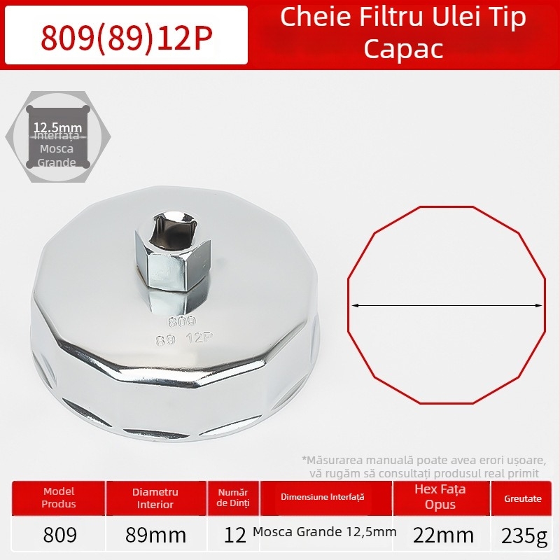 Cheie cap pentru filtru de ulei, unealtă de demontare și montaj, set de accesorii