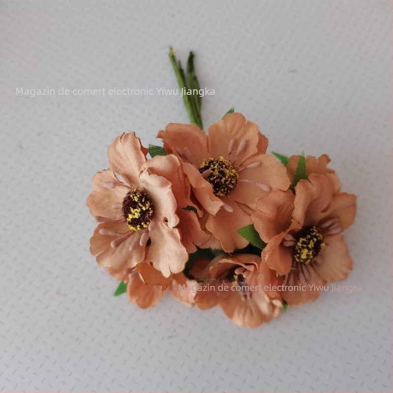 Set de flori artificiale pentru nuntă, cu Daisy, Gerbera și Sunflower — buchet din satin, diademă, garlandă de rattan, decor pentru cutii cu bomboane (72 de flori/pachet)