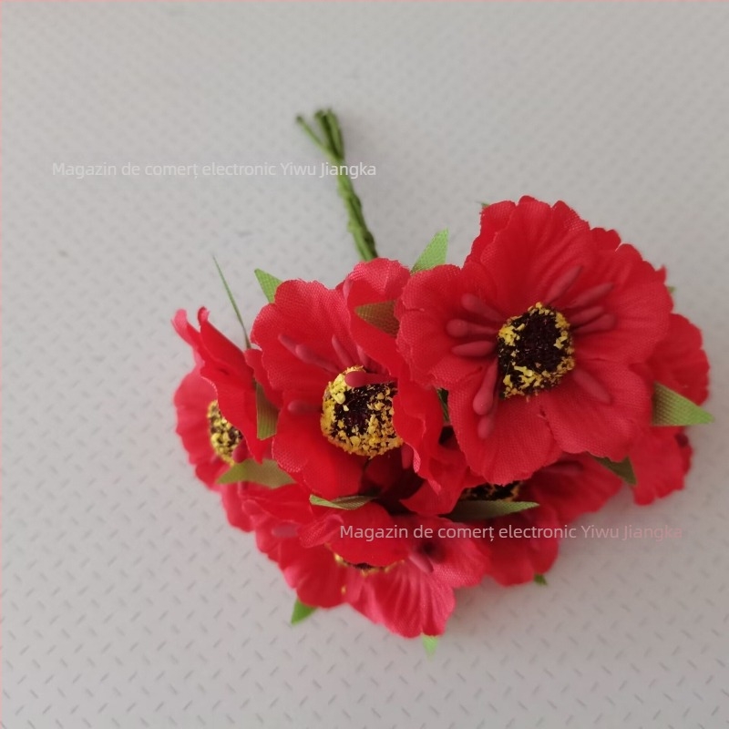 Set de flori artificiale pentru nuntă, cu Daisy, Gerbera și Sunflower — buchet din satin, diademă, garlandă de rattan, decor pentru cutii cu bomboane (72 de flori/pachet)
