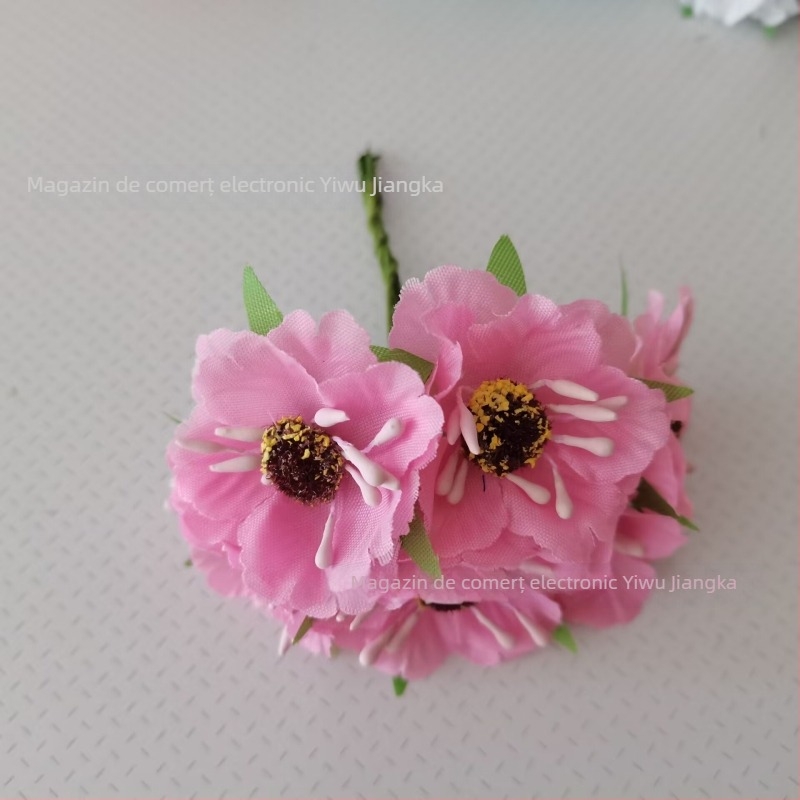 Set de flori artificiale pentru nuntă, cu Daisy, Gerbera și Sunflower — buchet din satin, diademă, garlandă de rattan, decor pentru cutii cu bomboane (72 de flori/pachet)