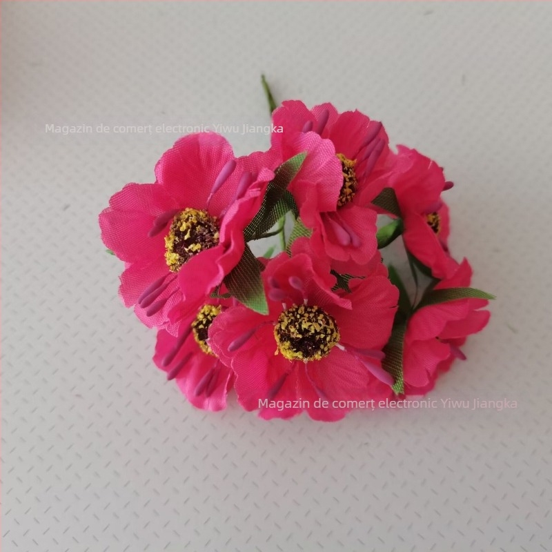 Set de flori artificiale pentru nuntă, cu Daisy, Gerbera și Sunflower — buchet din satin, diademă, garlandă de rattan, decor pentru cutii cu bomboane (72 de flori/pachet)