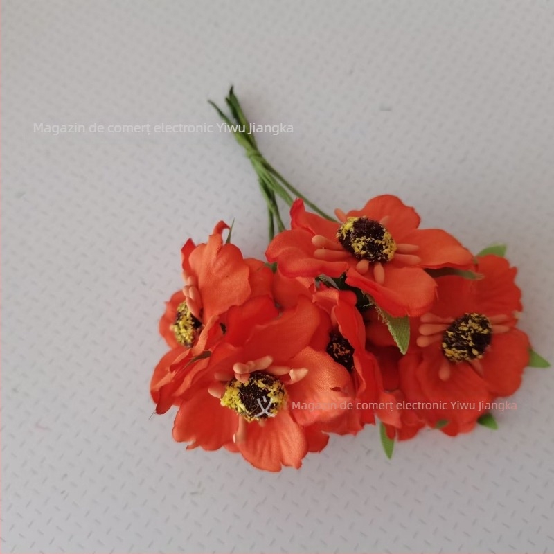 Set de flori artificiale pentru nuntă, cu Daisy, Gerbera și Sunflower — buchet din satin, diademă, garlandă de rattan, decor pentru cutii cu bomboane (72 de flori/pachet)