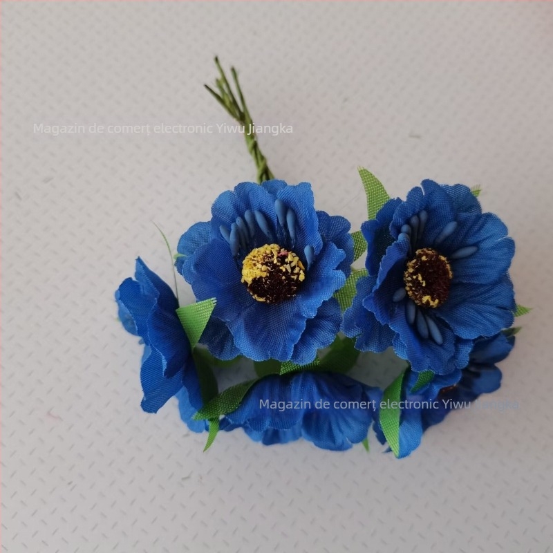Set de flori artificiale pentru nuntă, cu Daisy, Gerbera și Sunflower — buchet din satin, diademă, garlandă de rattan, decor pentru cutii cu bomboane (72 de flori/pachet)