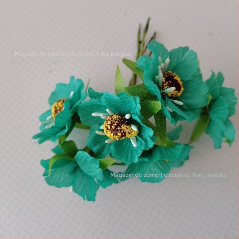 Set de flori artificiale pentru nuntă, cu Daisy, Gerbera și Sunflower — buchet din satin, diademă, garlandă de rattan, decor pentru cutii cu bomboane (72 de flori/pachet)