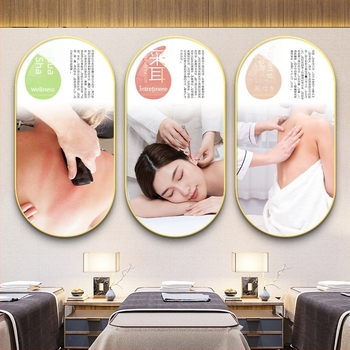 Tablou decorativ pentru centru de Medicină Tradițională Chineză și fundal pentru salon de înfrumusețare, ilustrație a terapiei pentru cap, înrămat