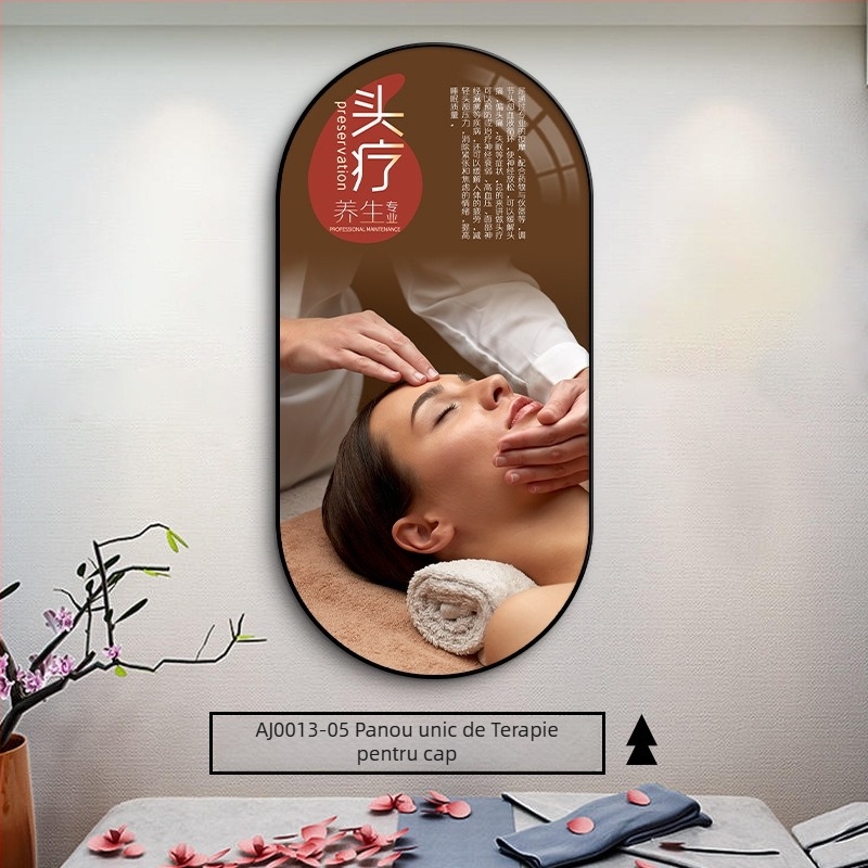 Tablou decorativ pentru centru de Medicină Tradițională Chineză și fundal pentru salon de înfrumusețare, ilustrație a terapiei pentru cap, înrămat