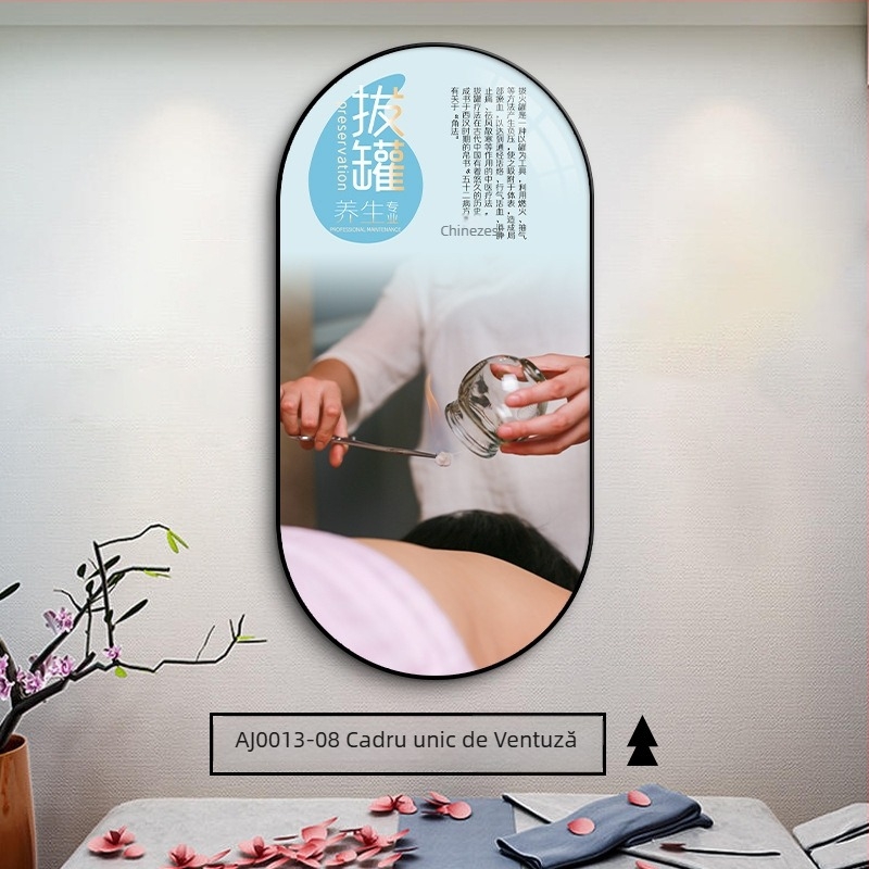 Tablou decorativ pentru centru de Medicină Tradițională Chineză și fundal pentru salon de înfrumusețare, ilustrație a terapiei pentru cap, înrămat