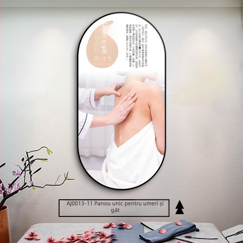 Tablou decorativ pentru centru de Medicină Tradițională Chineză și fundal pentru salon de înfrumusețare, ilustrație a terapiei pentru cap, înrămat
