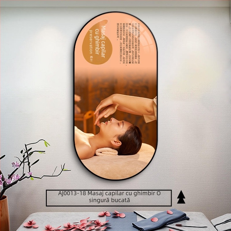 Tablou decorativ pentru centru de Medicină Tradițională Chineză și fundal pentru salon de înfrumusețare, ilustrație a terapiei pentru cap, înrămat